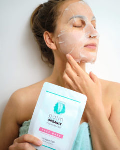 Woman with a CBD face mask on